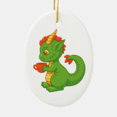 Cute Baby Dragon Holding Cup Keramisch Ornament (Achterkant)