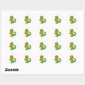 Cute Baby Dragon Holding Cup Ronde Sticker (Vel)