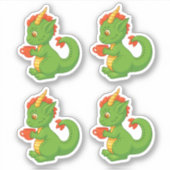 Cute Baby Dragon Holding Cup Set of 4 Sticker (Devant)