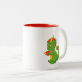 Cute Baby Dragon Holding Cup Two-Tone Mug (Devant droit)