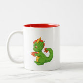 Cute Baby Dragon Holding Cup Two-Tone Mug (Gauche)