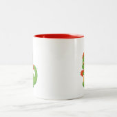 Cute Baby Dragon Holding Cup Two-Tone Mug (Centre)