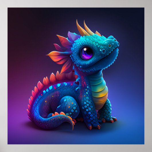 Cute Baby Dragon Poster (Voorkant)