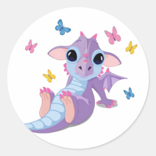 Cute Baby Dragon Ronde Sticker