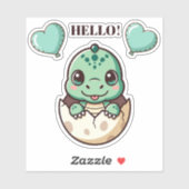 Cute Baby Dragon Sticker – Hello Dragon Hatching f (Feuille)