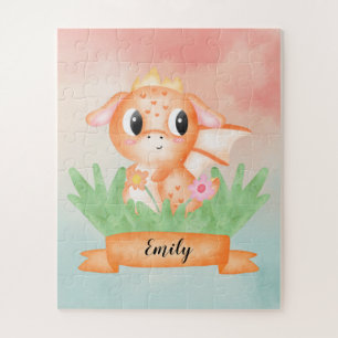 Cute Baby Dragon Watercolor Puzzle
