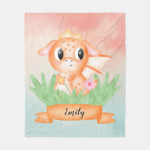Cute Baby Dragon Waterverf Fleece Blanket Deken