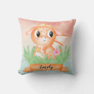Cute Baby Dragon Waterverf Kussen