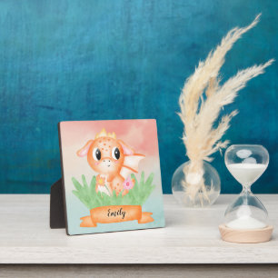Cute Baby Dragon Waterverf Plaque Fotoplaat
