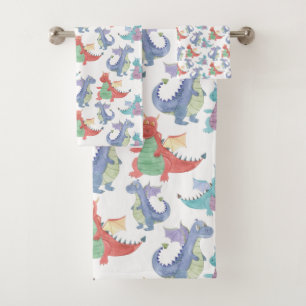 Cute Baby Dragons Happy Dancing Funny Cartoon Kind Bad Handdoek