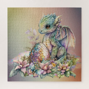 Cute Baby Draken Ei op Regenboog Legpuzzel
