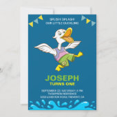 Cute Baby Duck First 1st Birthday Party Invitation (Devant)