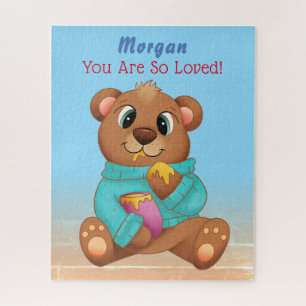 Cute Baby Eating Honey Child's Name & Message Legpuzzel