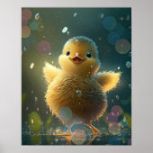 Cute Baby Eend Dansend in de Regen Kunst Poster (Voorkant)