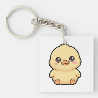 Cute Baby Eend Kuiken Acryl Sleutelhanger