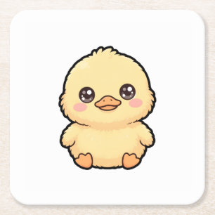 Cute Baby Eend Kuiken Vierkante Kartonnen Onderzetter