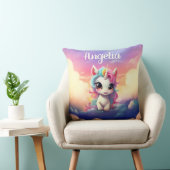 Cute Baby Eenhoorn Roze Paarse Lucht Kussen (Stoel)