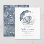 Cute Baby Elephant Baby shower Invitation (Voorkant / Achterkant)