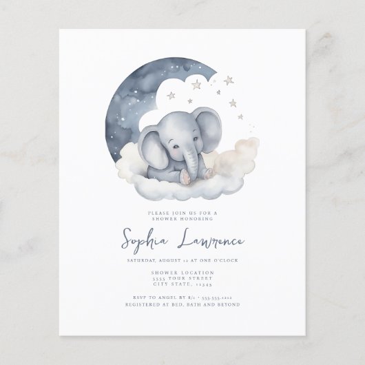 Cute Baby Elephant Baby shower Invitation (Voorkant)