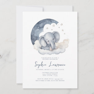 Cute Baby Elephant Baby shower Invitation Kaart