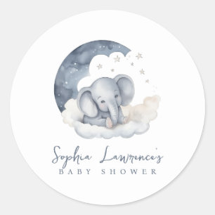 Cute Baby Elephant Baby shower Ronde Sticker