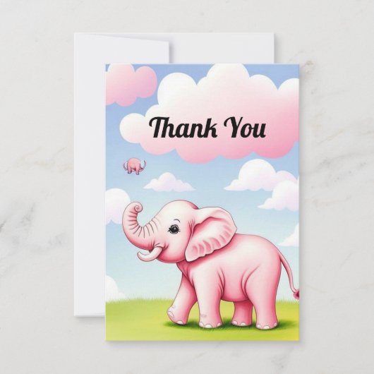 Cute Baby Elephant Bedankkaart (Voorkant)