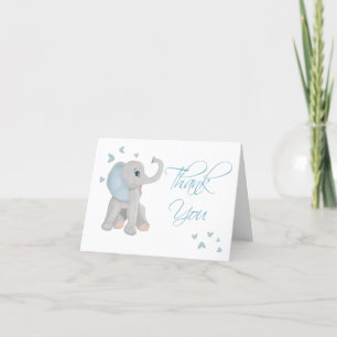 Cute Baby Elephant Blue Waterverf Hartelijk dank Bedankkaart