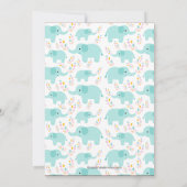 Cute Baby Elephant Boy Baby Shower Invitations Kaart (Achterkant)