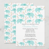 Cute Baby Elephant Boy Baby Shower Invitations Kaart (Voorkant / Achterkant)