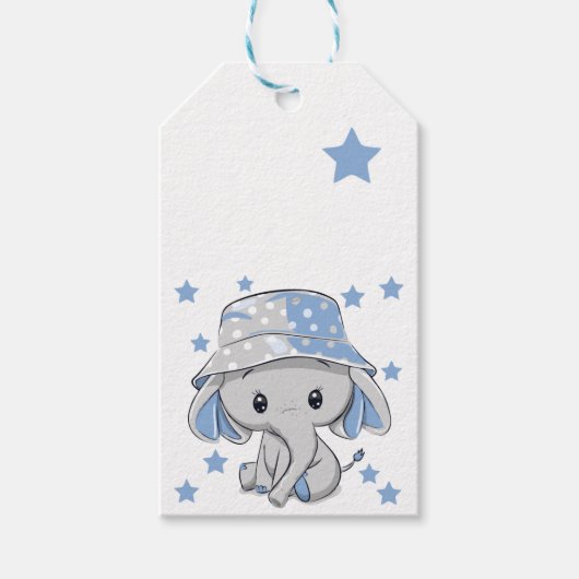 Cute Baby Elephant Boy Cadeaulabel (Voorkant)
