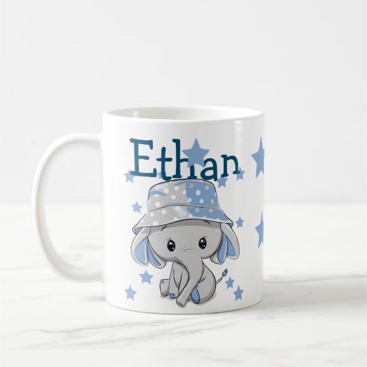 Cute Baby Elephant Boy Koffiemok (Links)