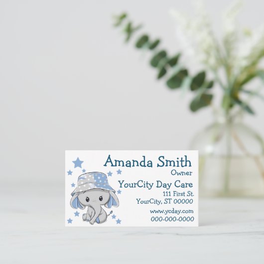 Cute Baby Elephant Boy Visitekaartje (Staand voorkant)