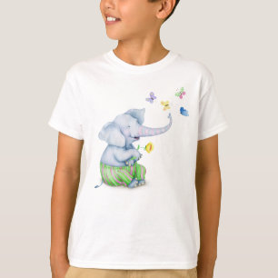 Cute Baby Elephant & Butterflies Illustratie Todd T-shirt