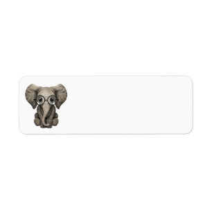 Cute Baby Elephant Calf met leesbril Etiket