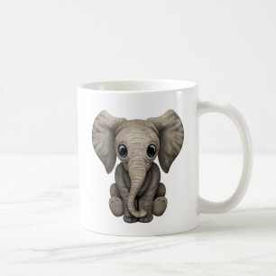Cute Baby Elephant Calf Sitting Down Koffiemok