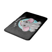 Cute Baby Elephant, DIY Name, Black Badmat (Gekanteld)
