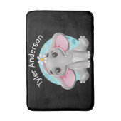 Cute Baby Elephant, DIY Name, Black Badmat (Voorkant Verticaal)