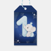 Cute Baby Elephant First Birthday Cadeaulabel (Achterkant)