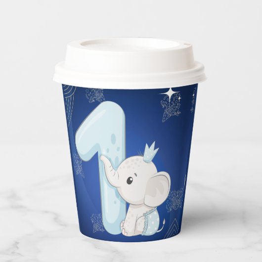 Cute Baby Elephant First Birthday Papieren Bekers (Voorkant)