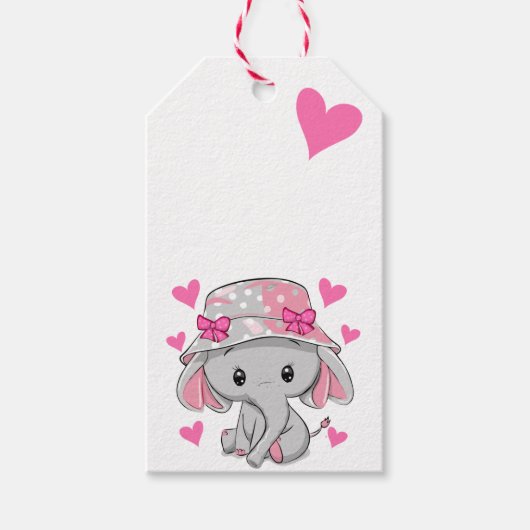 Cute Baby Elephant Girl Cadeaulabel (Voorkant)