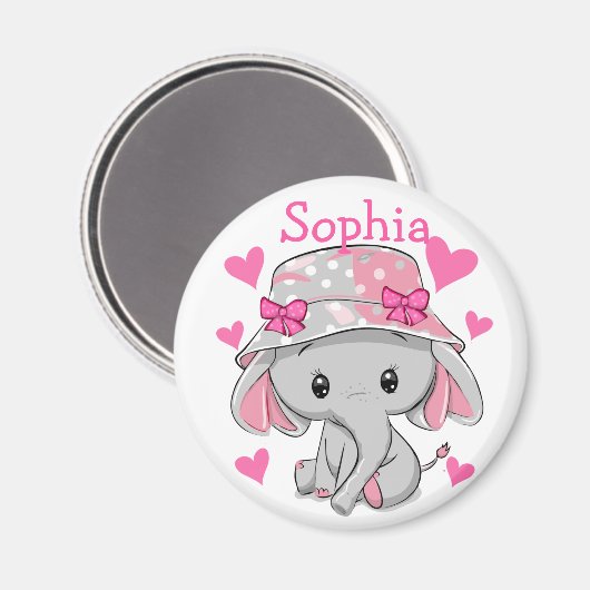 Cute Baby Elephant Girl Magneet (Voorkant / Achterkant)