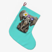 Cute Baby Elephant Hippie Grote Kerstsok (Voorkant (Hangend))
