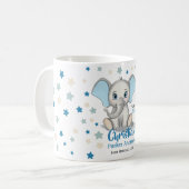 Cute Baby Elephant met Blue Ears Boy Birth Stats Koffiemok (Voorkant links)