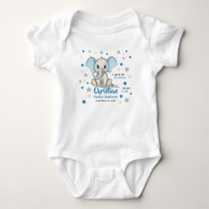 Cute Baby Elephant met Blue Ears Boy Birth Stats Romper