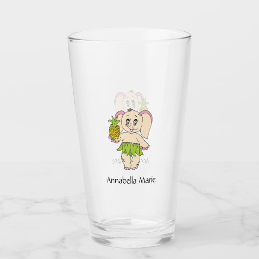 Cute Baby Elephant Modern Roze Black Naam toevoege Glas (Voorkant)