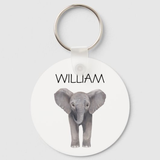 Cute Baby Elephant Name Sleutelhanger (Voorkant)