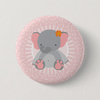 Cute Baby Elephant Pink Gray Ronde Button 5,7 Cm