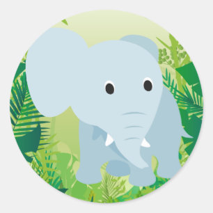 Cute Baby Elephant Ronde Sticker