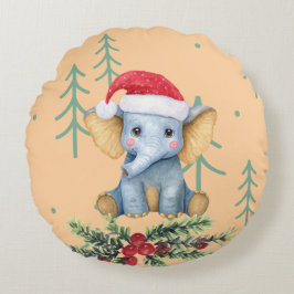 Cute Baby Elephant Safari Theme Rond Kussen
