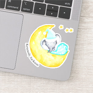 Cute Baby Elephant Slaapend op maan vinyl Sticker